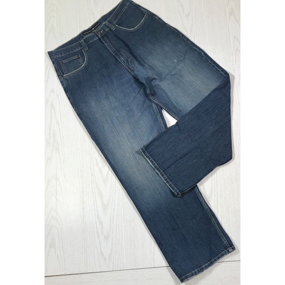 Vintage Y2K Wide Leg Baggy Jeans Mens 36x32 Beverly Hills Polo Club Blue Hip Hop